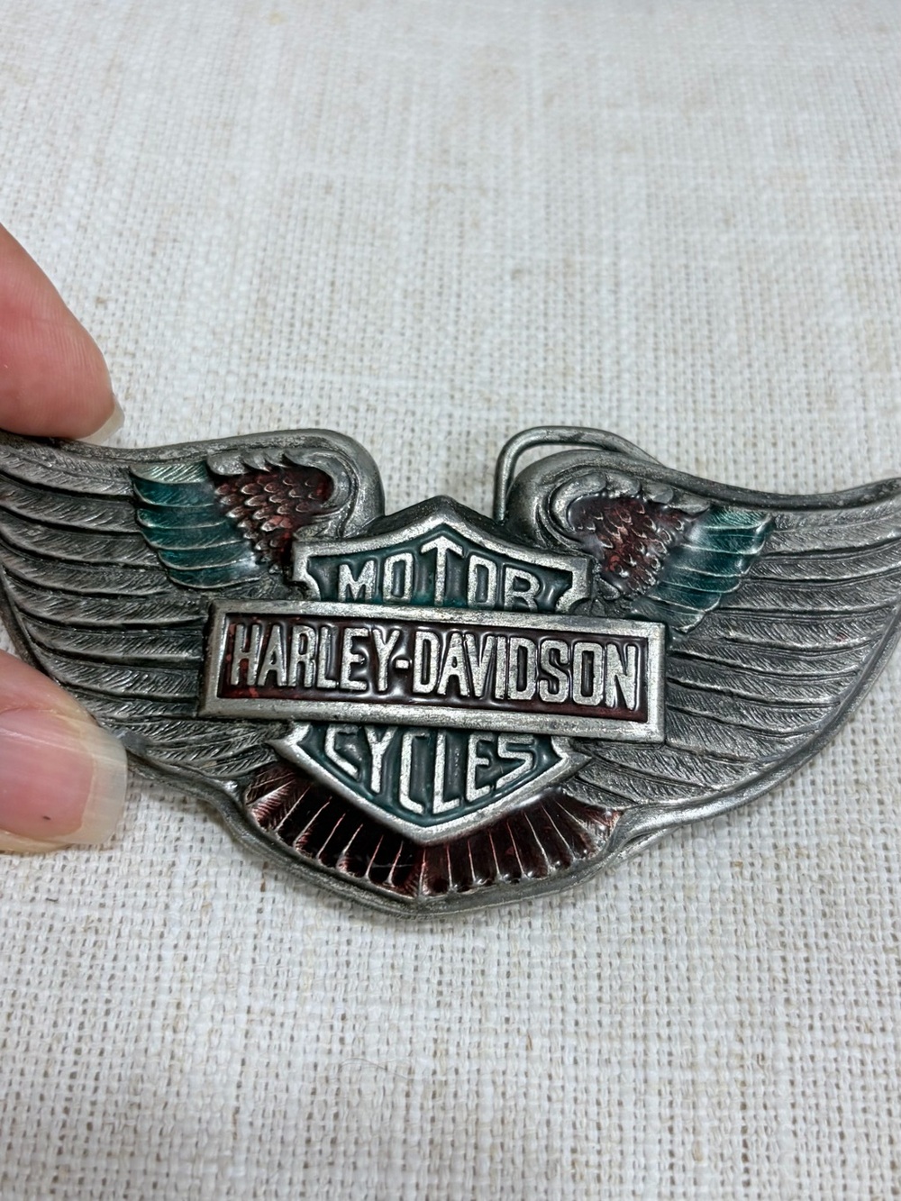Harley-Davidson Winged Raised Bar Shield Enamel Biker Belt Buckle Motorcycle